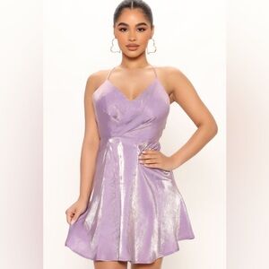 NWT Fashion Nova Shimmering Lavender Fit and Flare Mini Dress